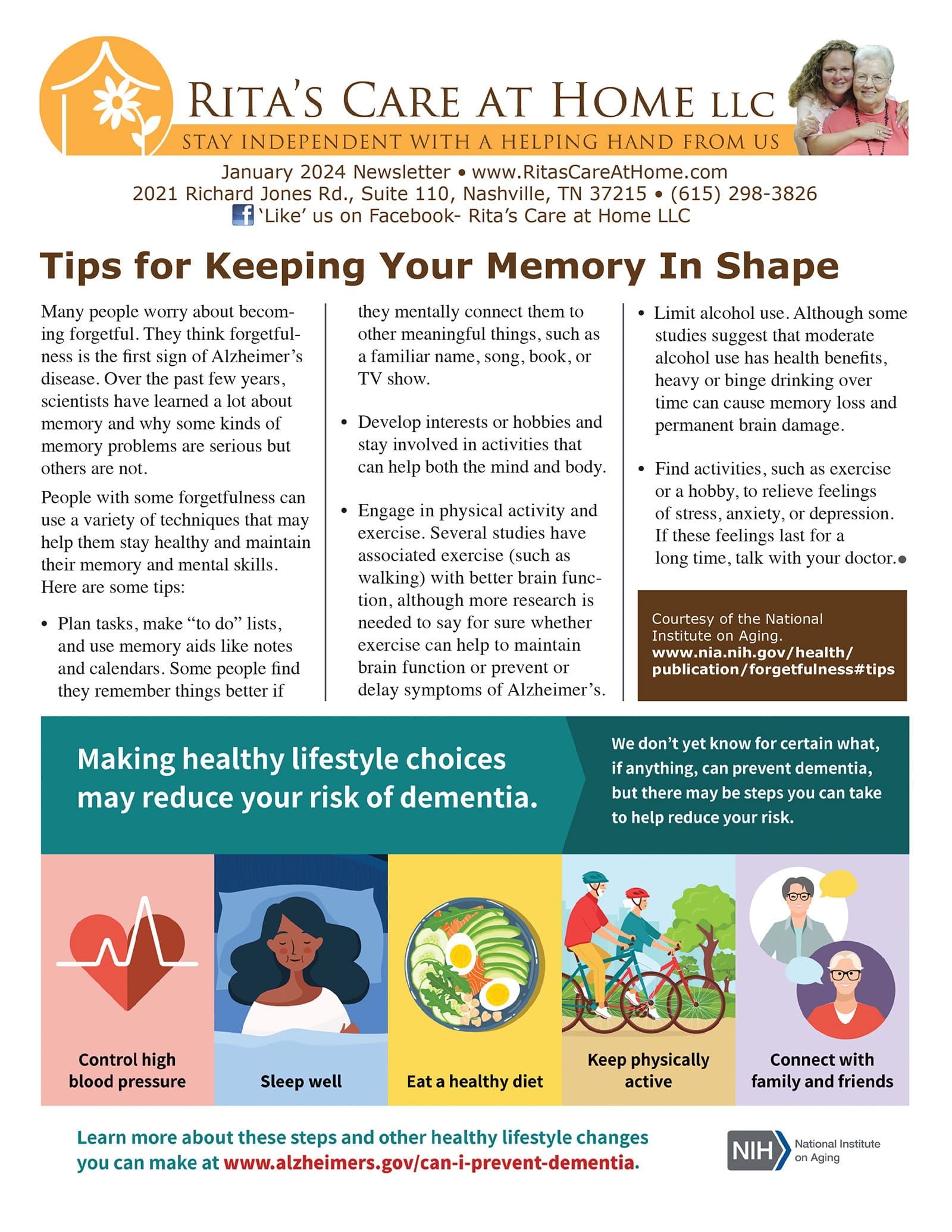 January 2024 RIta's Care at Home LLC newsletter